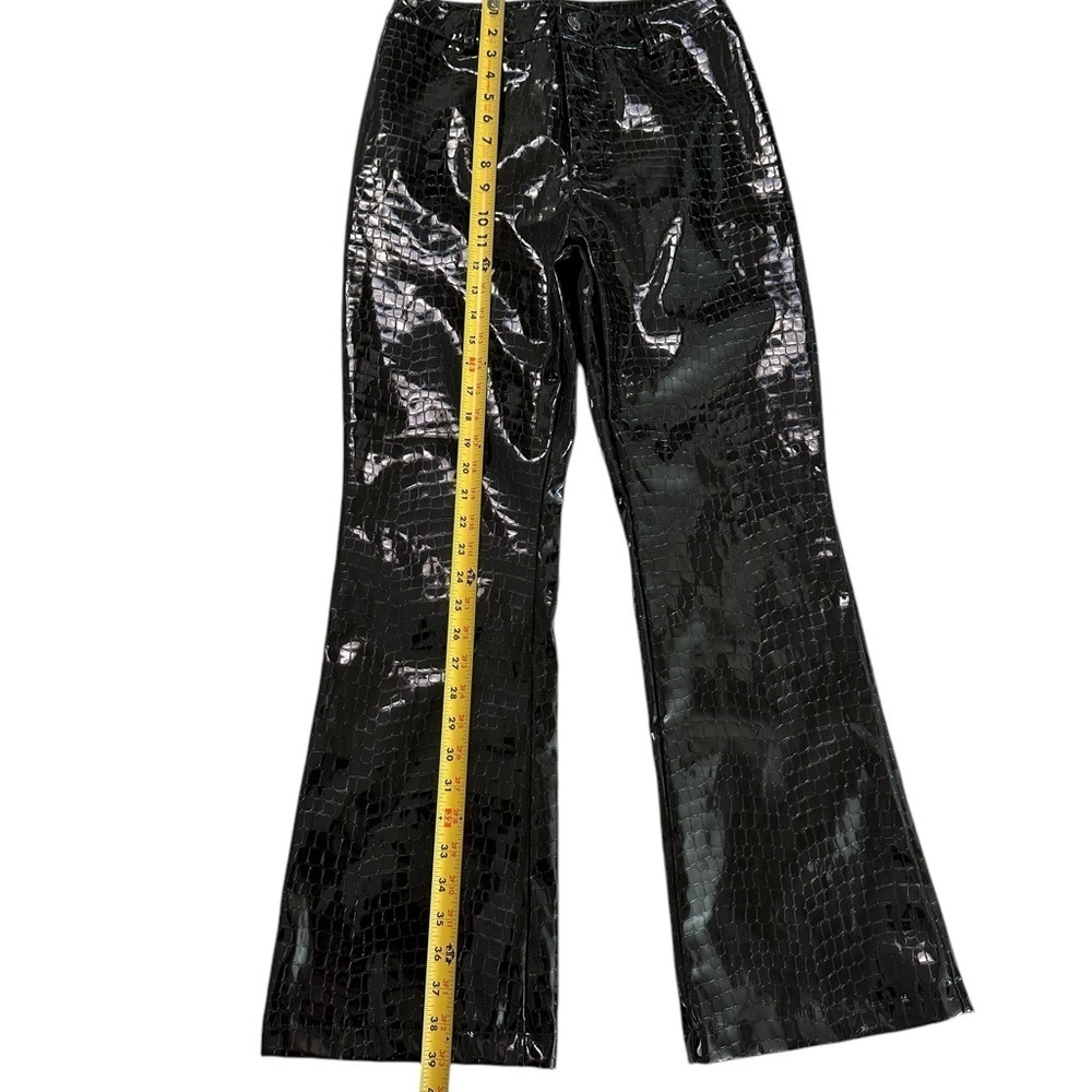 Cider black faux leather pants reptile embossed textured high waist NEW Size S - Picture 9 of 17